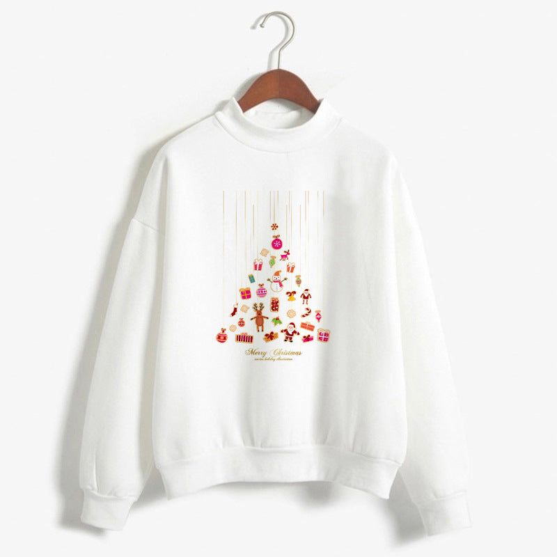 Women's Christmas Print Turtleneck Sweater – Cozy Holiday Pullover