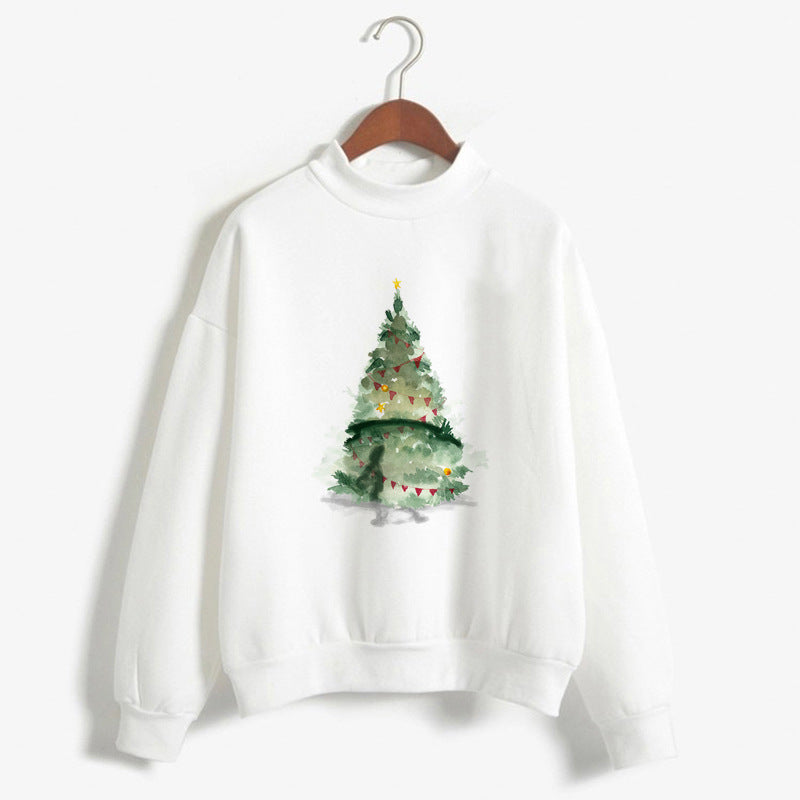 Women's Christmas Print Turtleneck Sweater – Cozy Holiday Pullover