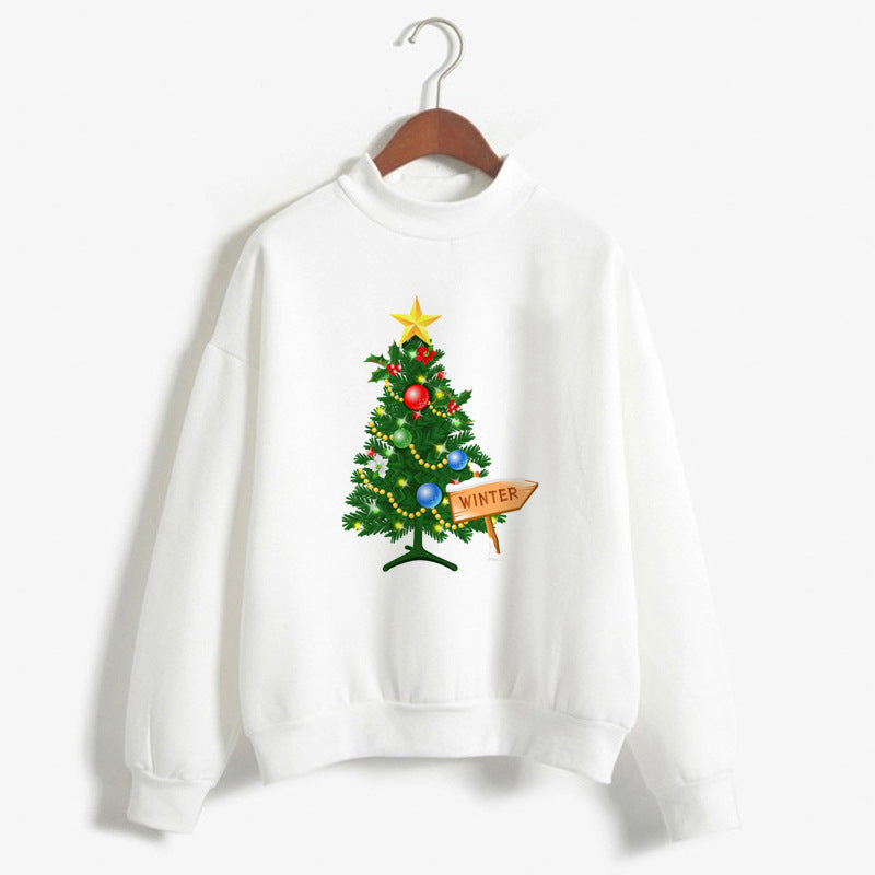 Women's Christmas Print Turtleneck Sweater – Cozy Holiday Pullover