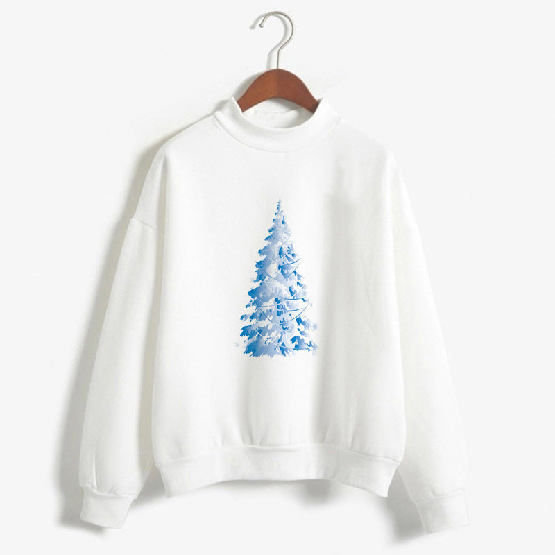 Women's Christmas Print Turtleneck Sweater – Cozy Holiday Pullover