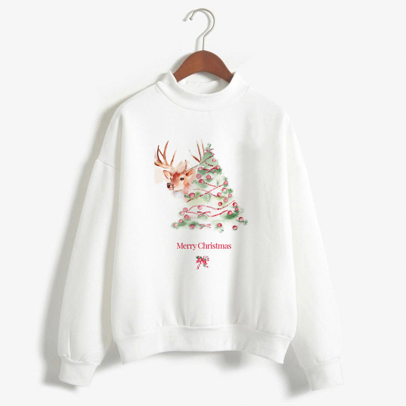 Women's Christmas Print Turtleneck Sweater – Cozy Holiday Pullover