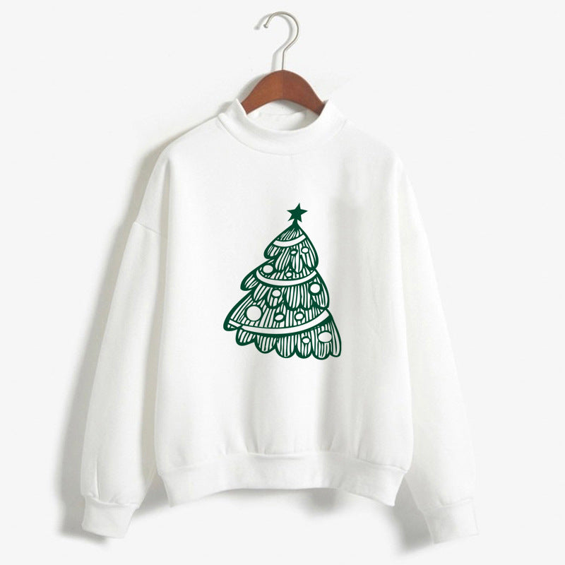 Women's Christmas Print Turtleneck Sweater – Cozy Holiday Pullover