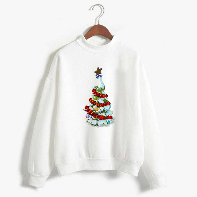 Women's Christmas Print Turtleneck Sweater – Cozy Holiday Pullover