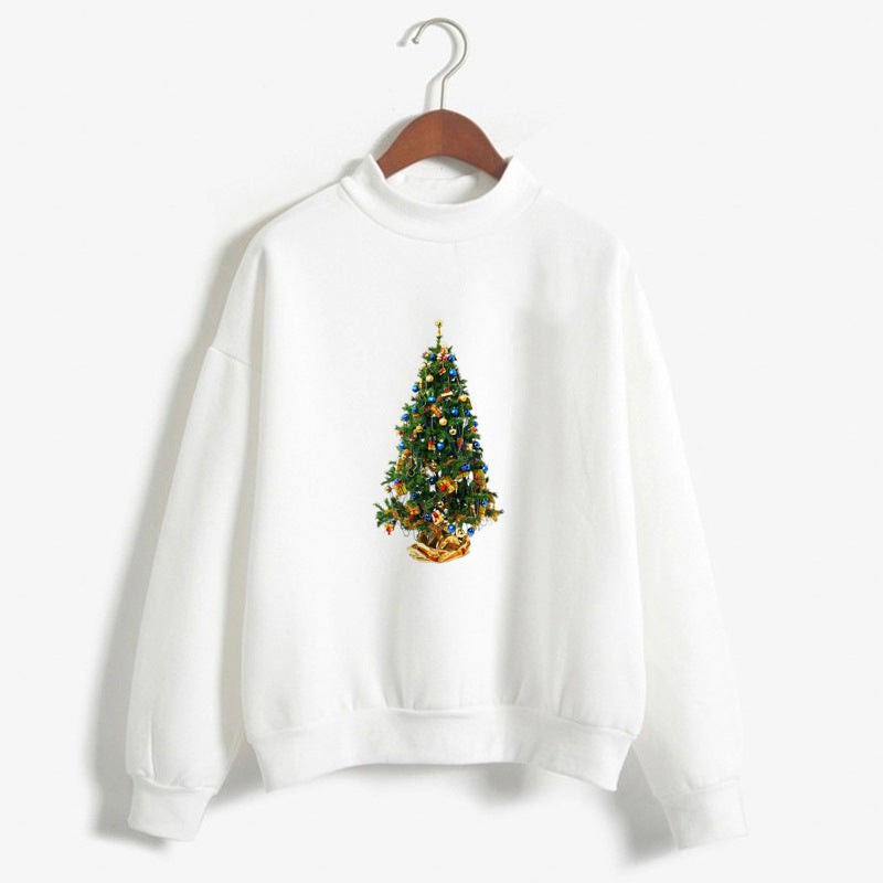 Women's Christmas Print Turtleneck Sweater – Cozy Holiday Pullover