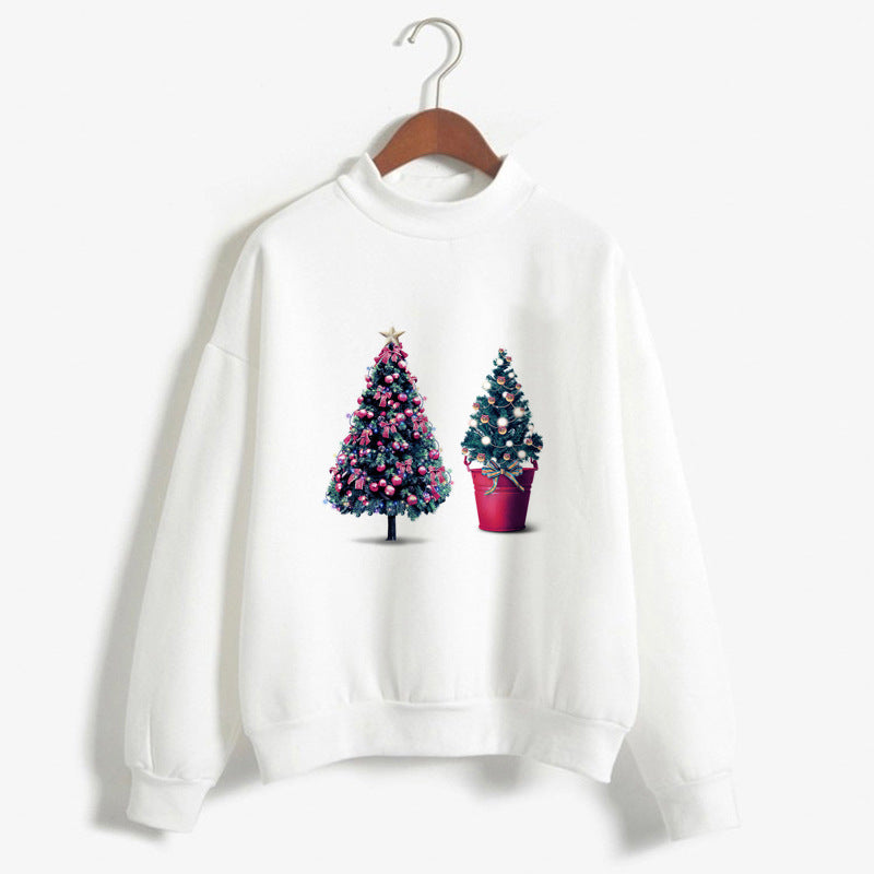 Women's Christmas Print Turtleneck Sweater – Cozy Holiday Pullover