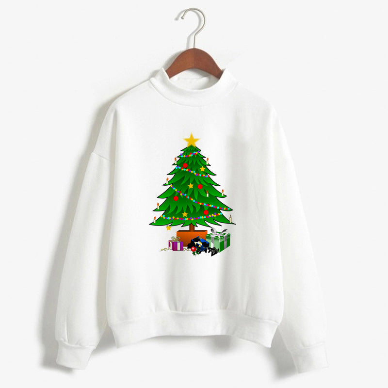 Women's Christmas Print Turtleneck Sweater – Cozy Holiday Pullover