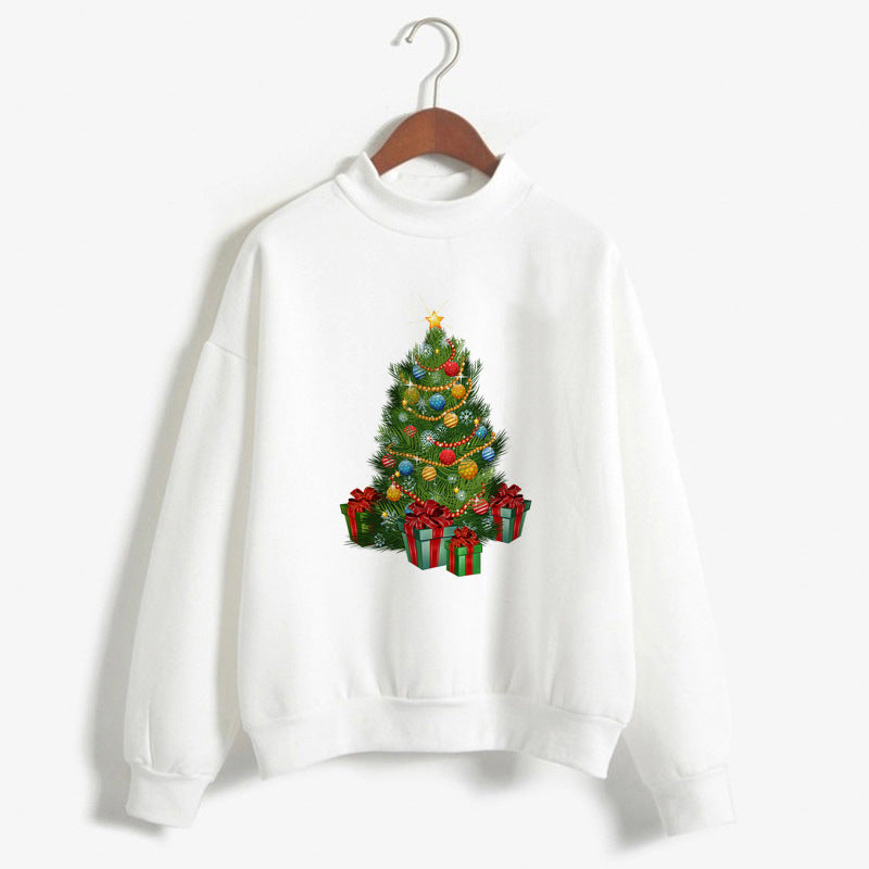 Women's Christmas Print Turtleneck Sweater – Cozy Holiday Pullover