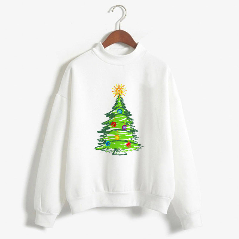 Women's Christmas Print Turtleneck Sweater – Cozy Holiday Pullover