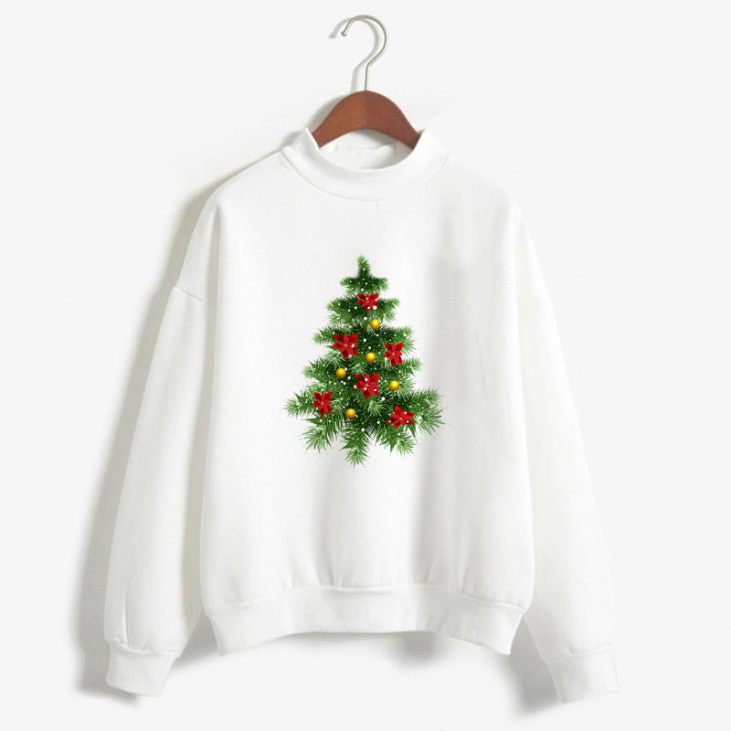 Women's Christmas Print Turtleneck Sweater – Cozy Holiday Pullover